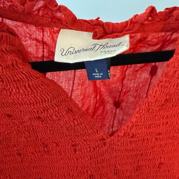 Universal Thread Red Blouse with Puff 3/4 Sleeves - Picture 4 of 7